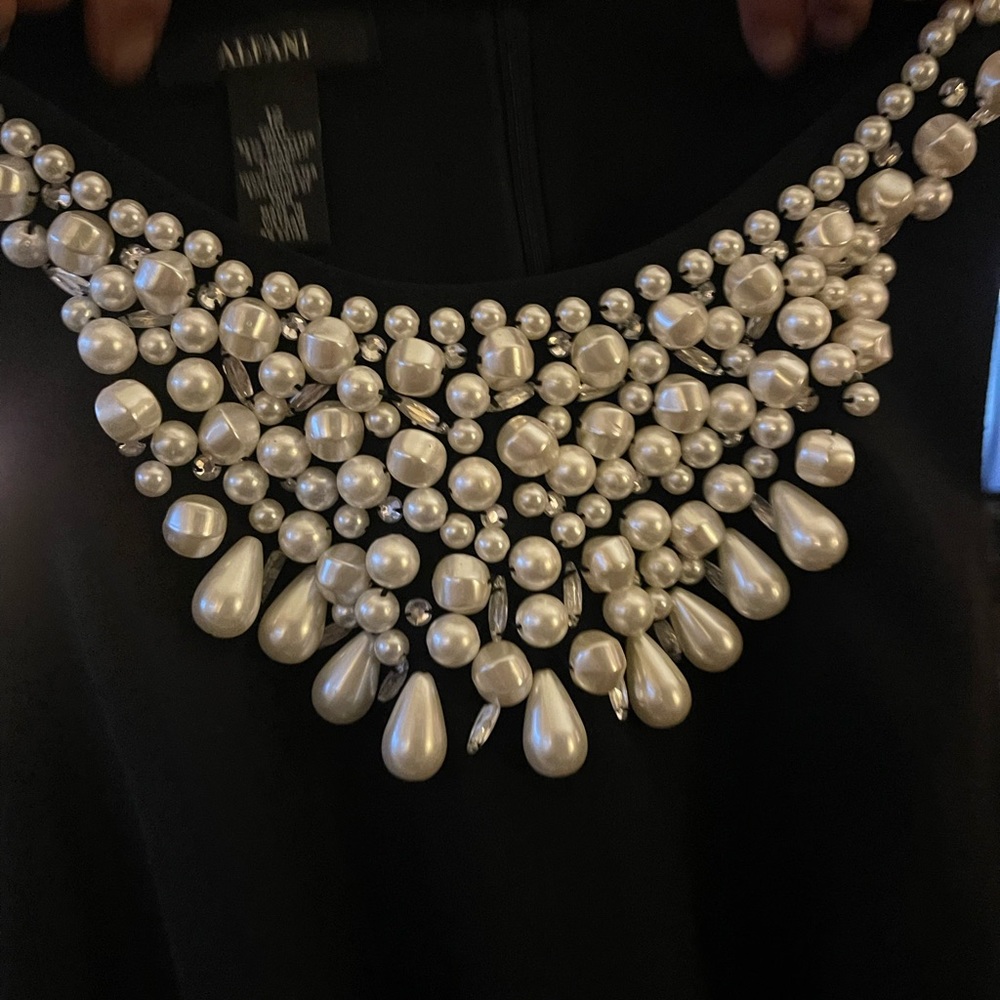 Alfani embellished with pearls black sheath
